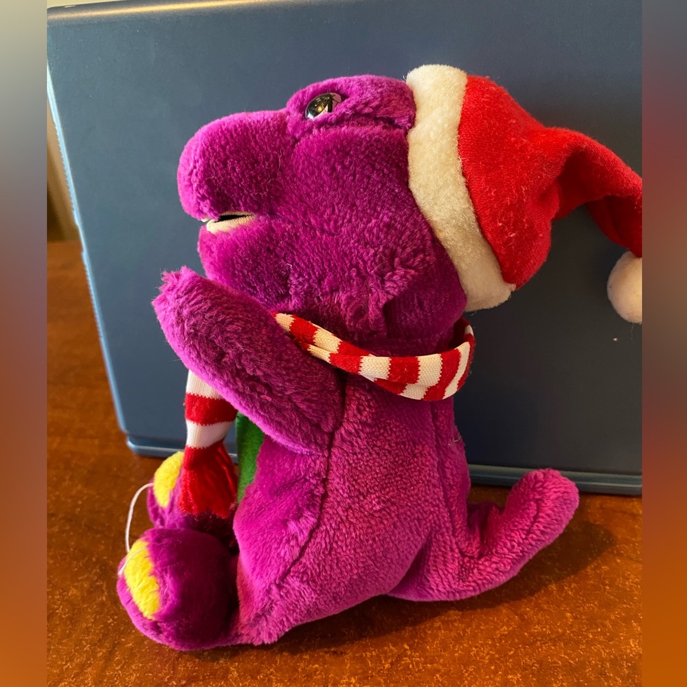 Vintage 1992 Christmas Barney Plush Stuffed Toy Santa Holiday Lyons Dinosaur VTG